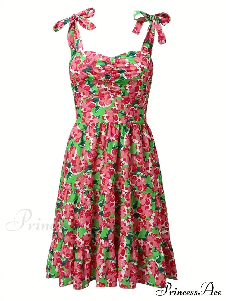 Cami Ruffle Spaghetti Design Gown Flowered with Hem Straps