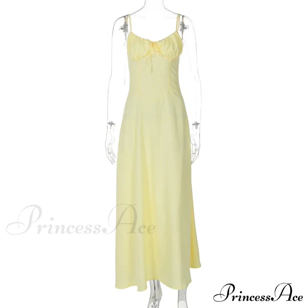 Cami Tie Up Charming Solid Maxi Dress