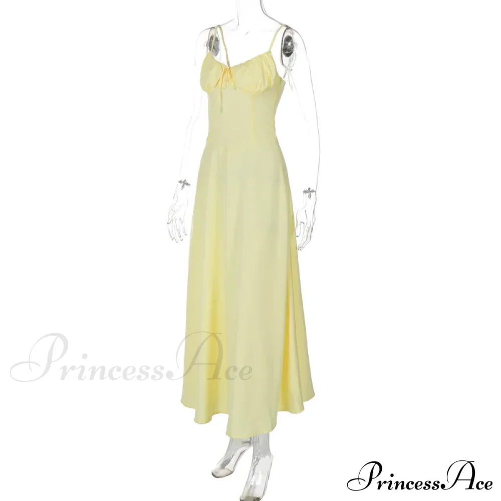 Cami Tie Up Charming Solid Maxi Dress