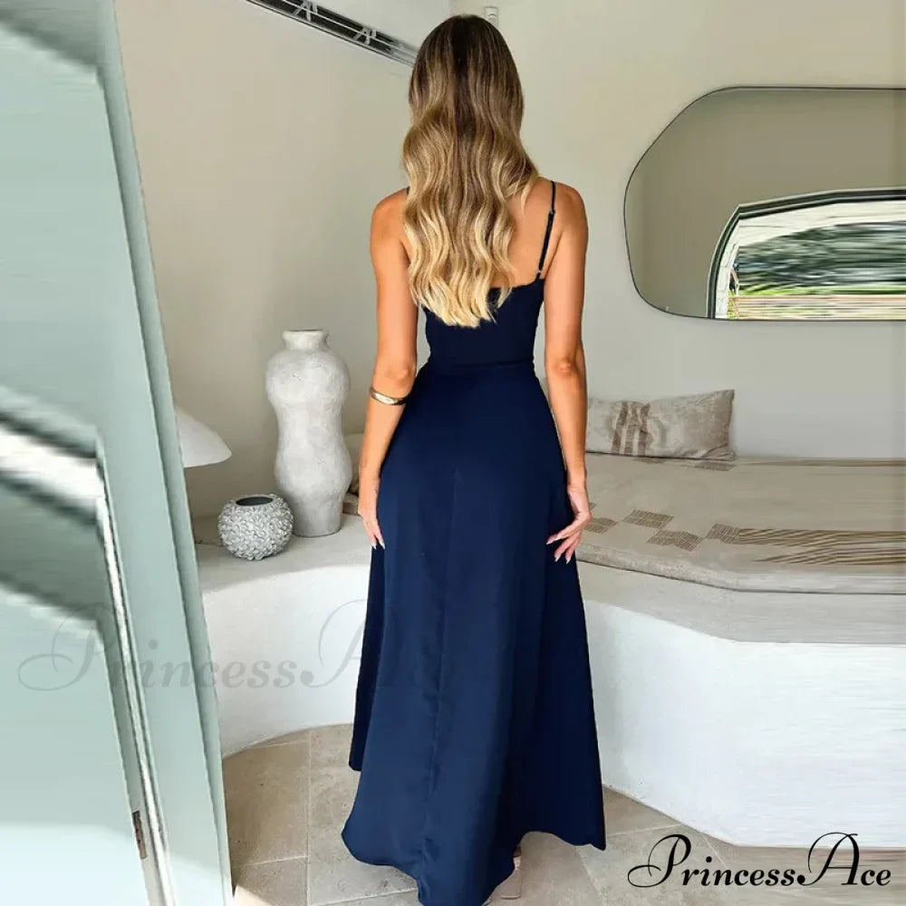 Cami Tie Up Charming Solid Maxi Dress