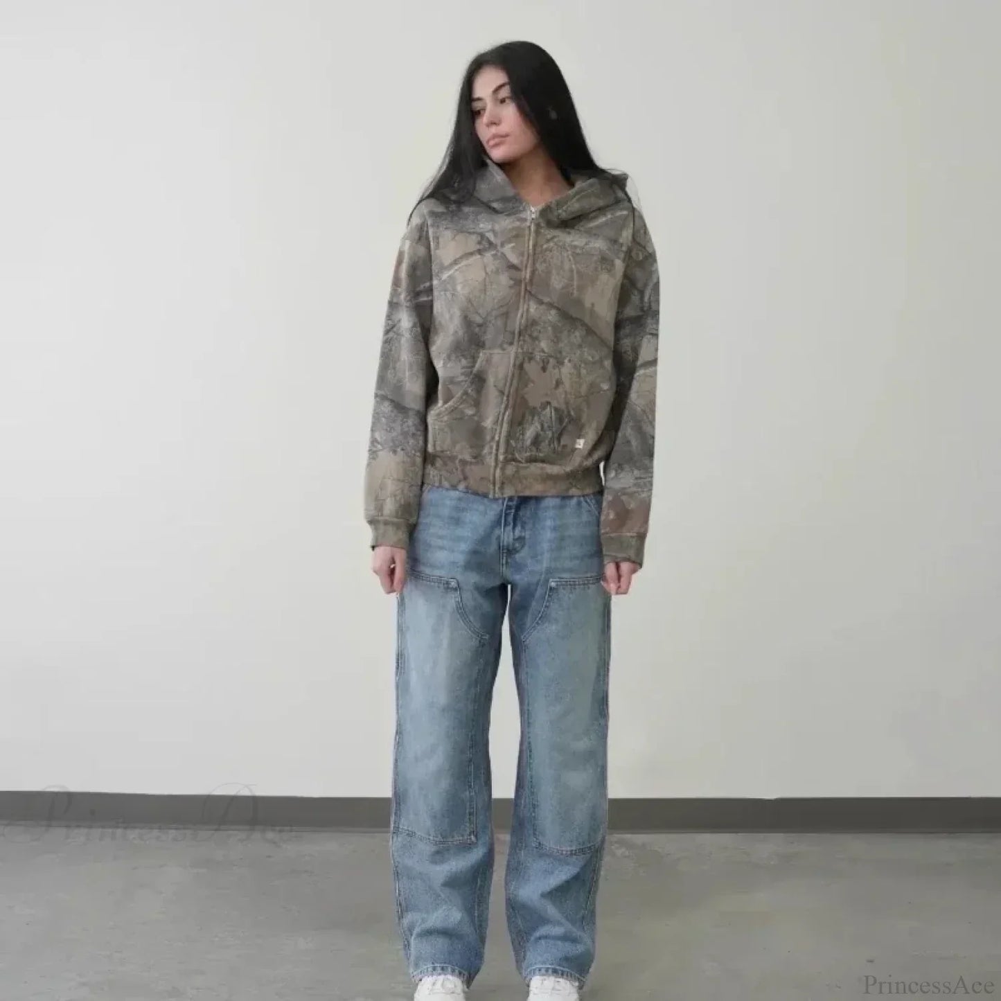 Camo Zipper Streetwear Hoodie