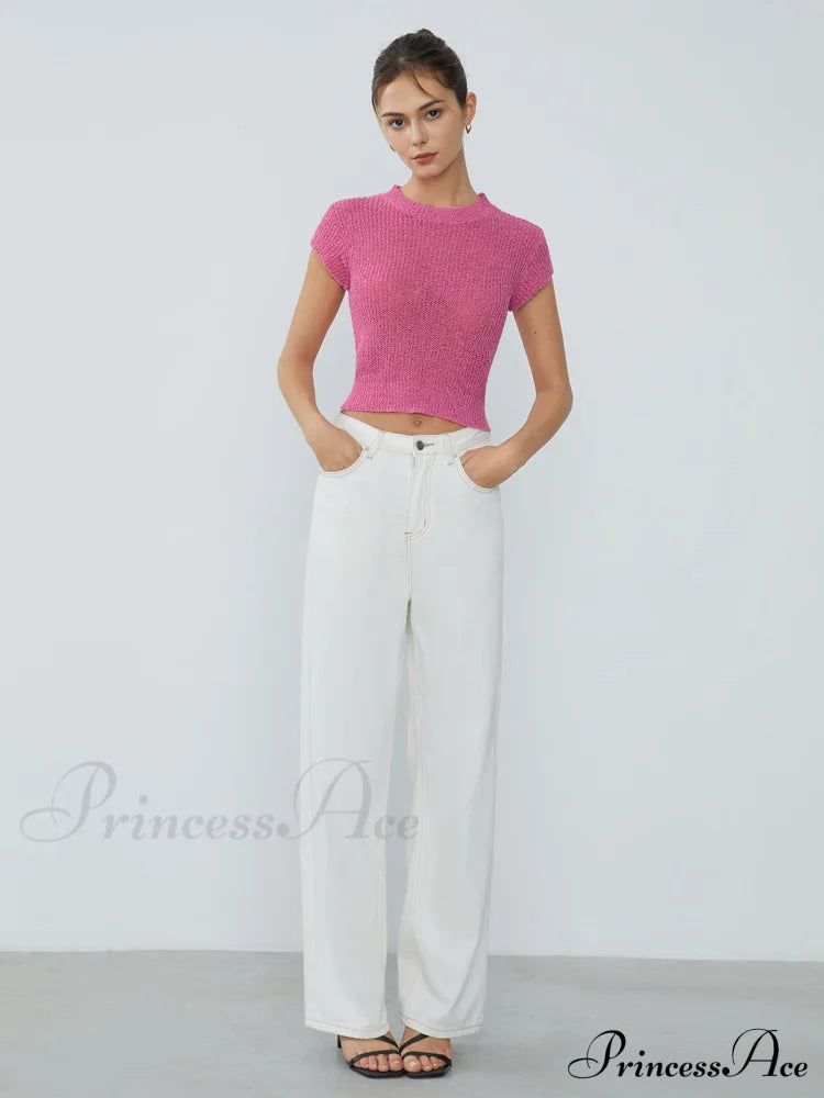 Cap Sleeve Graceful Knit Crop Top
