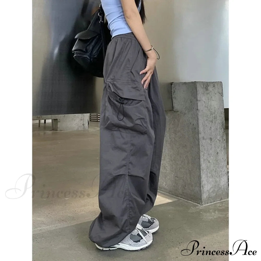 Casual Straight Wide Leg Pockets Joggers Trousers