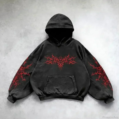 Casual Retro Gothic Printing Hoodie