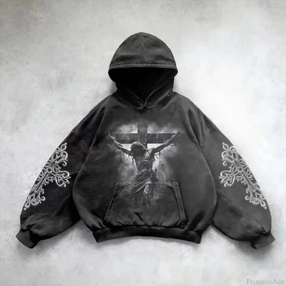 Casual Retro Gothic Printing Hoodie