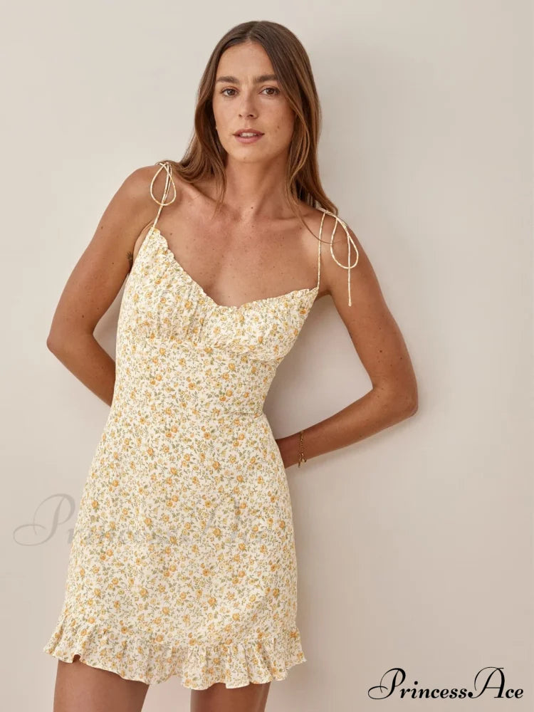 Charming Ditsy Floral Charming Ruffled Mini Dress