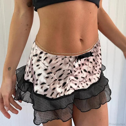 Cheetah Ruffled Hem Pencil Skirt