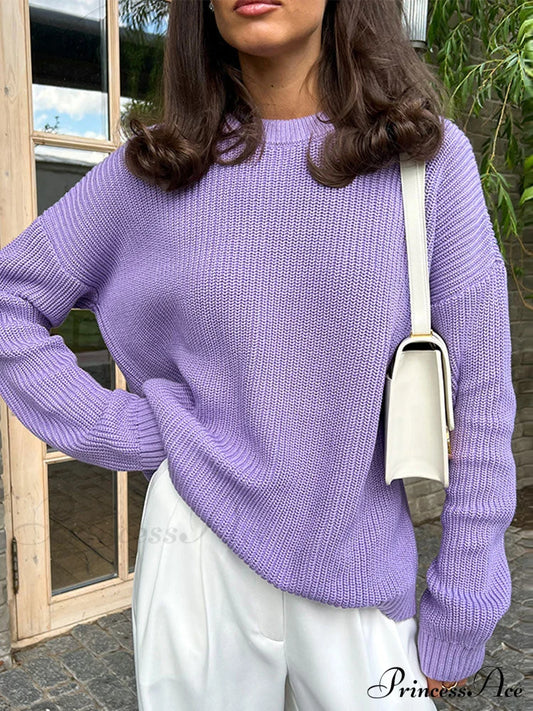 Chic O-neck Elegant Knitted Sweater Pullovers