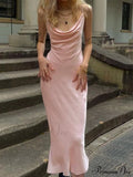 Cowl Neck Side Split Maxi Dress