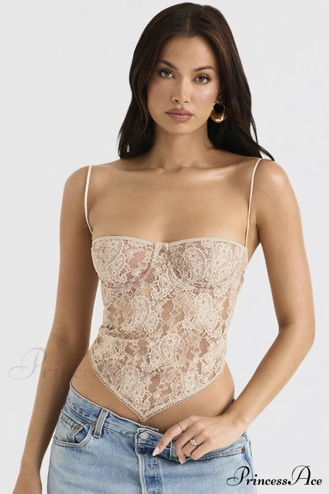 Cream Paisley Stylish Lace Top