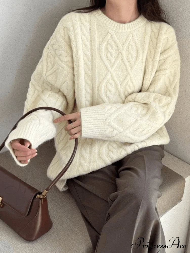 Warm Soft High-neck Loose Knit Sweater