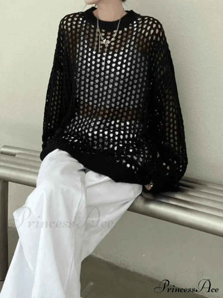 Crochet Long Sleeve Trendy Maxi Cover Up