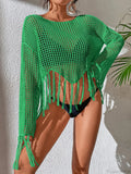 Cropped See Through Tassel Cover Up