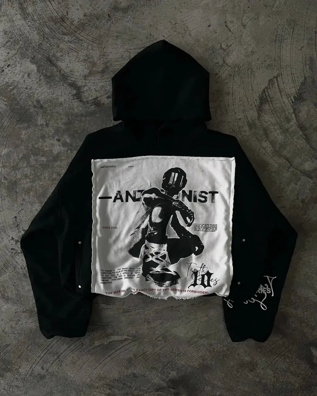 Dark Hip Hop Patch Pullover Hoodie