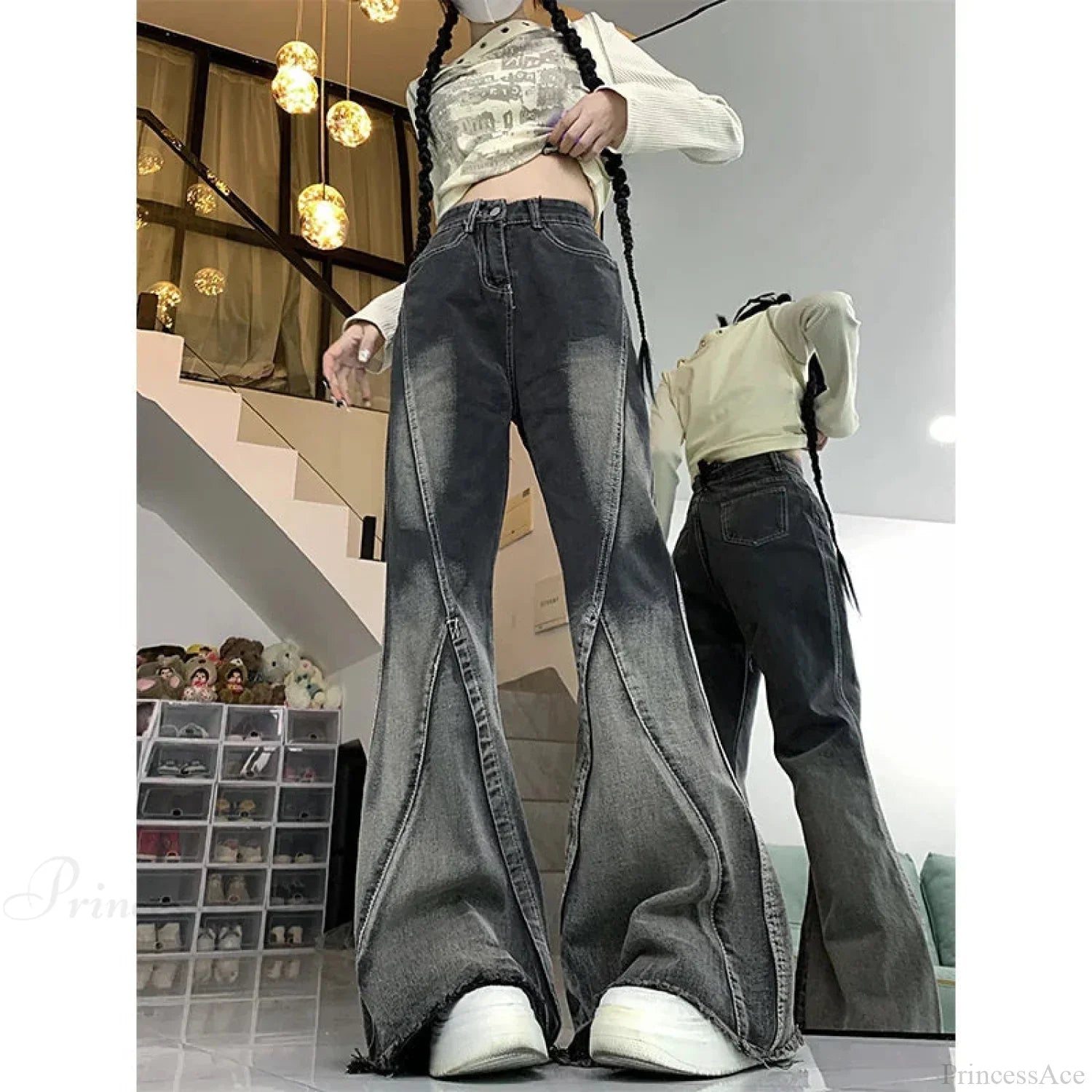 Dark Medieval 90s Style Denim Trouser