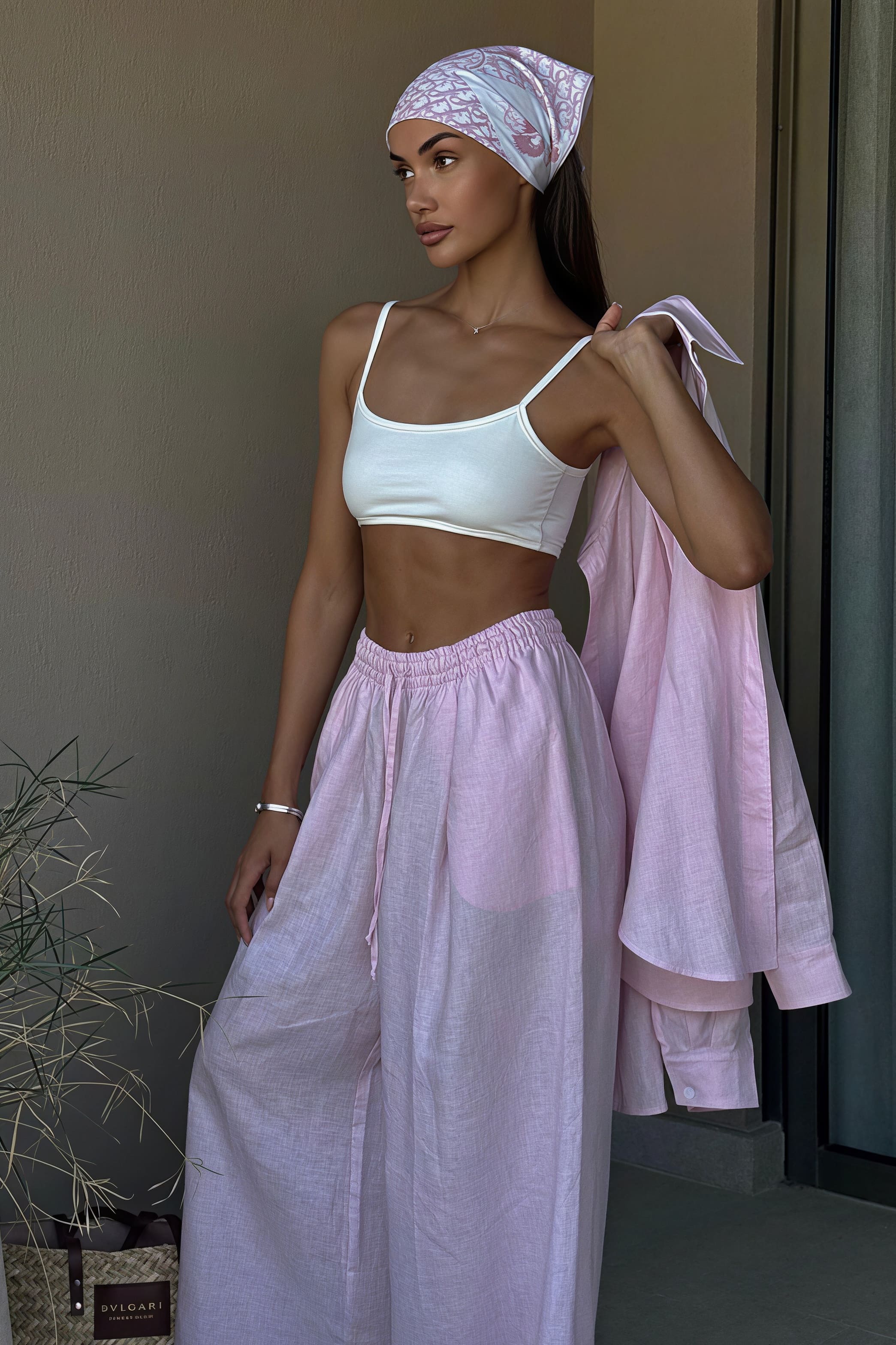 Cotton Loose Long Sleeve Shirt Pants Two Piece Set