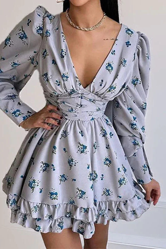 Floral Long Sleeve Party Dress
