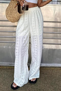 Sexy Solid Sheer Embroidery Drawstring Pants