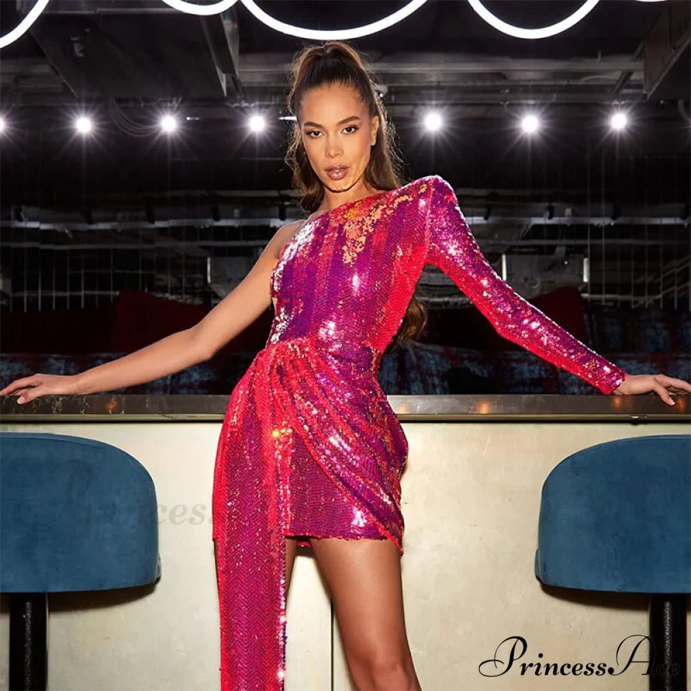 Deep V-Neck Long Sleeve Bodycon Mini Dresses