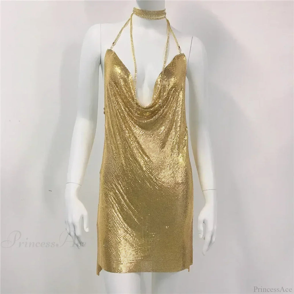 Diamond Halter Sequin Party Dress