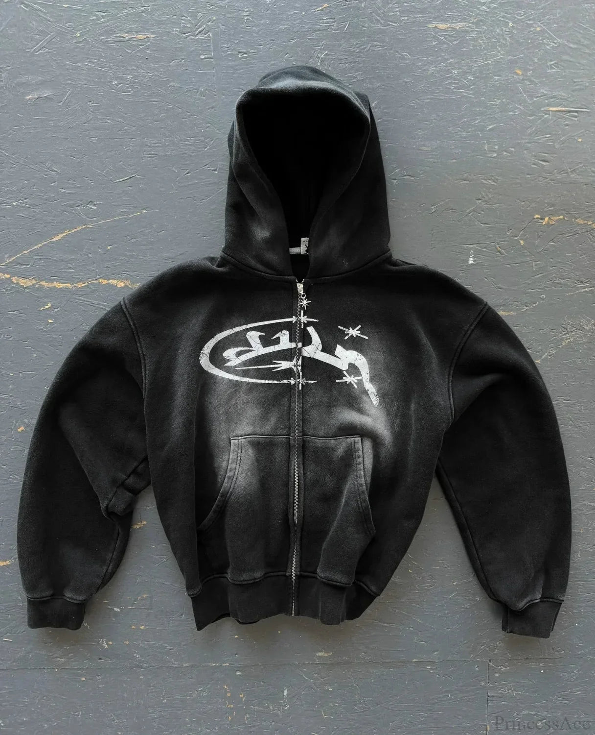 Divin Embroidery Zip Up Hoodie