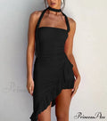 Draped Frill Stylish Tube Mini Dress