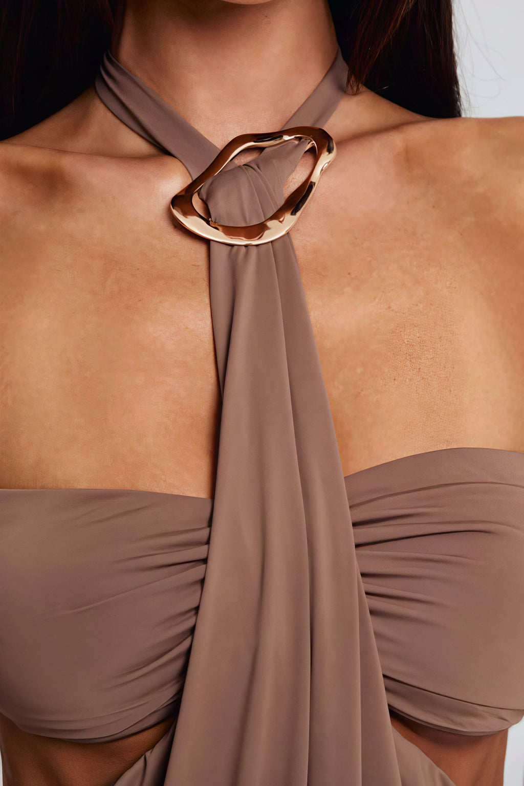 Solid Bandeau Halter Cami Skirt  Set