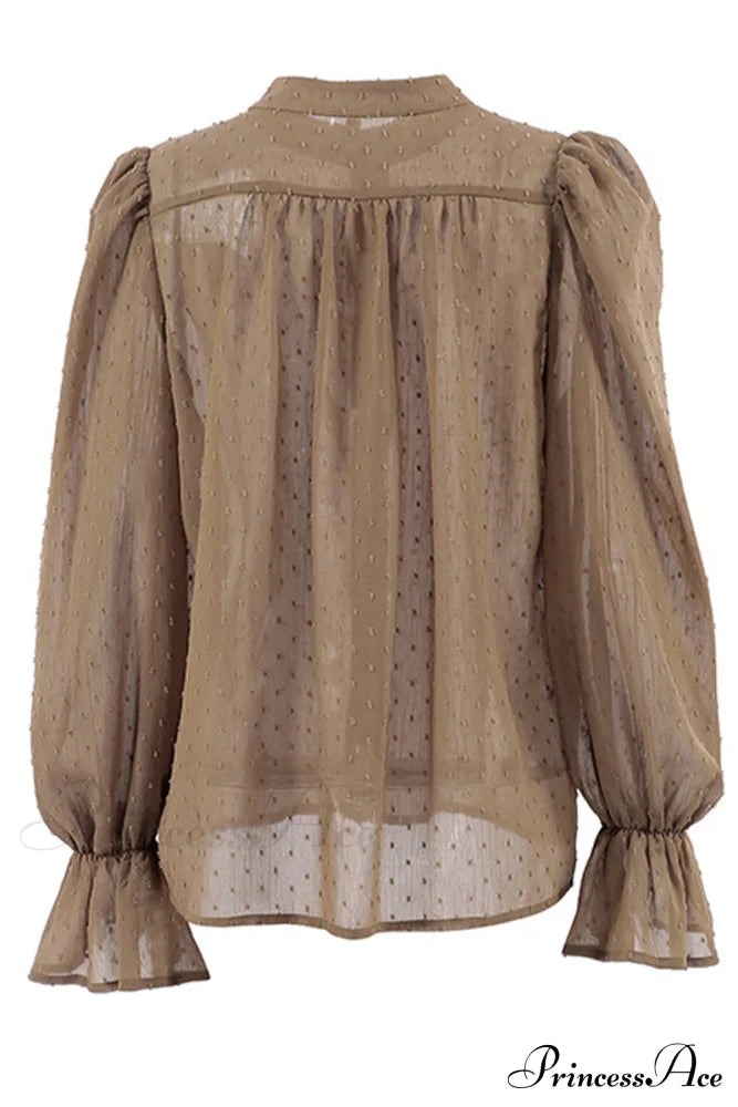 Elegant Neckline Mandarin - Flounce Blouse Solid 3 Color Options