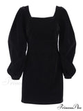 Evening Velvet Square Collar Party Dresses