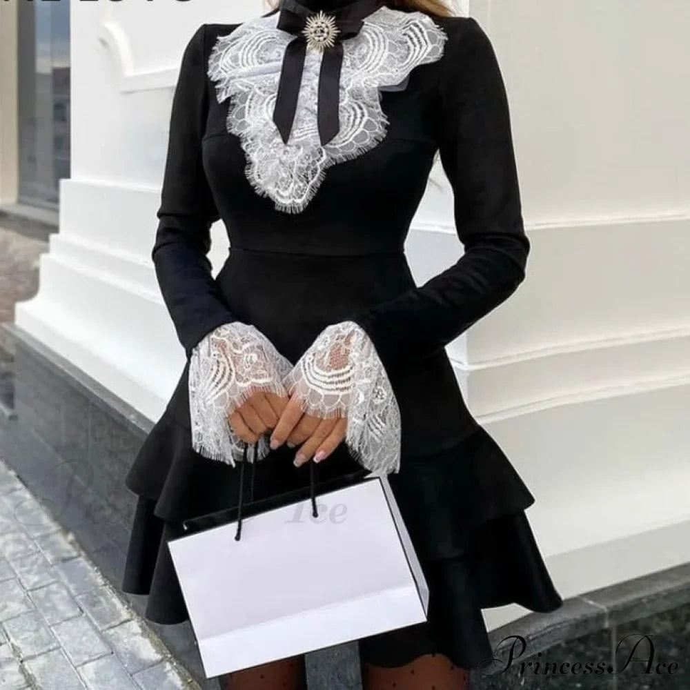 Eyelash Fashion Gown Ruffles Elegant Women's Lace - Arm Bell Party Trend