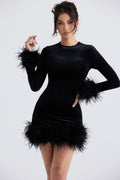 Knit Fuzzy Cuff Hem Cocktail Dress