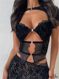 Fairycore Grunge Lace Backless Hollow Out Short Sleeve T-Shirts