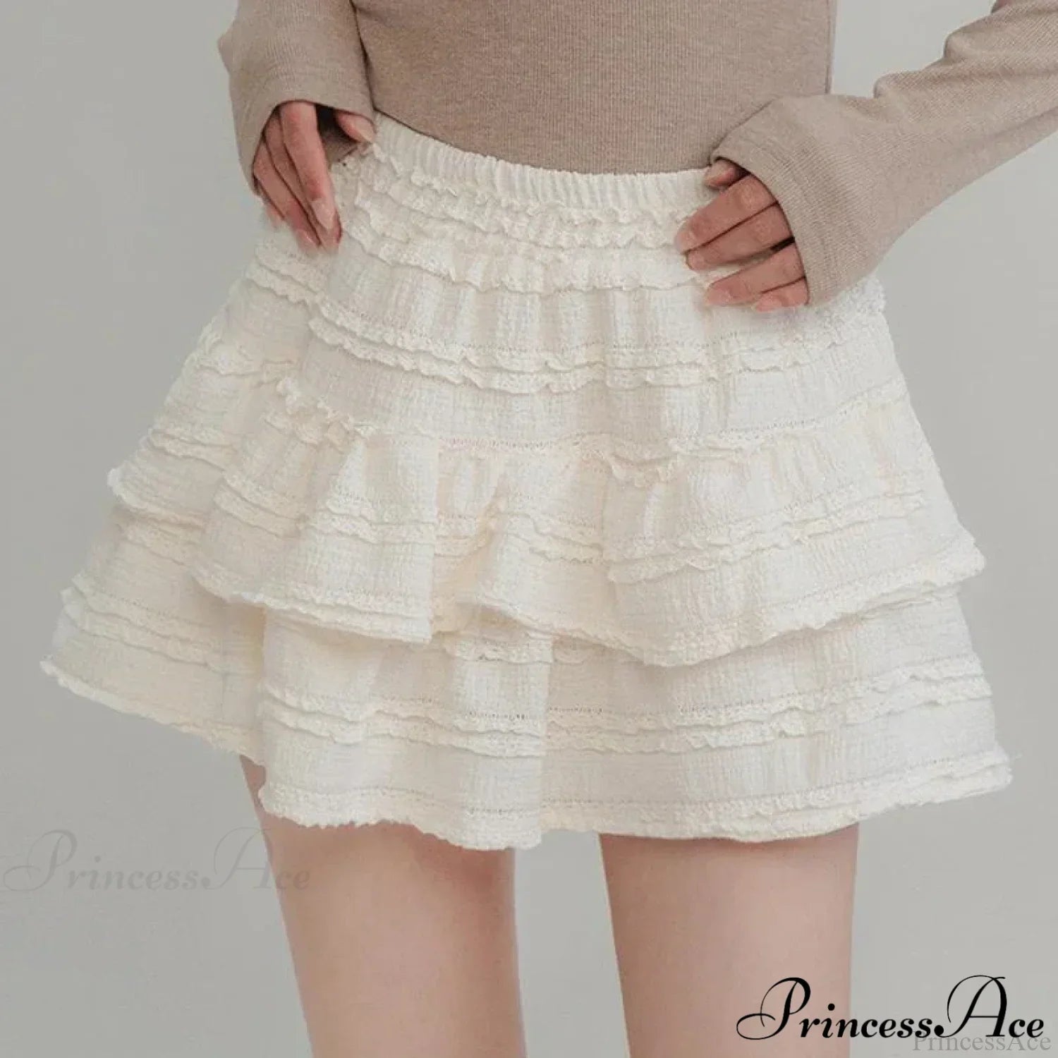 Fairycore White Lace Patchwork Layered Skirt