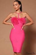 Feather Halter Stylish Mini Dress