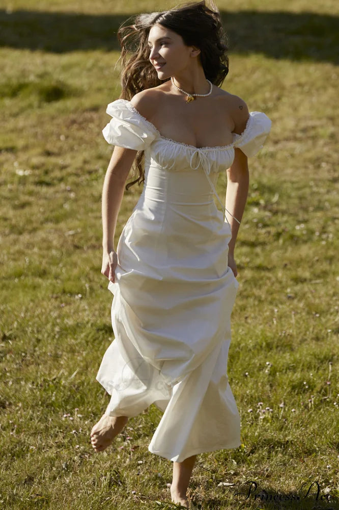 Felizia White Stylish Puff Sleeve Sundress