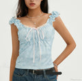 Floral Lace Patchwork Sleeveless Slim Fit Club Crop Vest