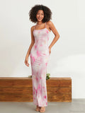 Floral Print Spaghetti Strap Bodycon Wrap Slip Sundress Floral Dress