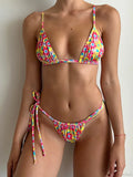 Floral Print Triangle Bikini Set