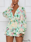 Floral Printed Puff Trendy Sleeve Midi Dress