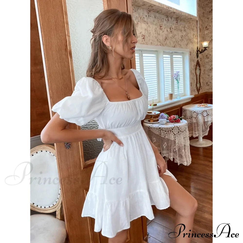 Flounce Hem Dress with Tie Back