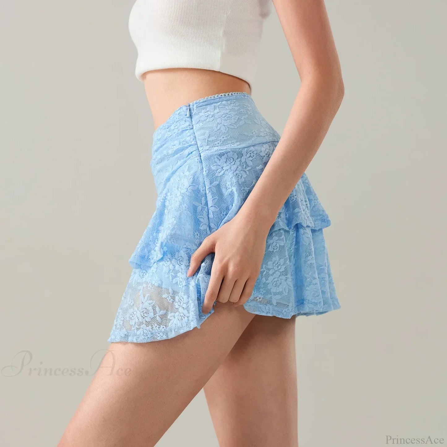 Flower Lace Layered Ruffle Skirt