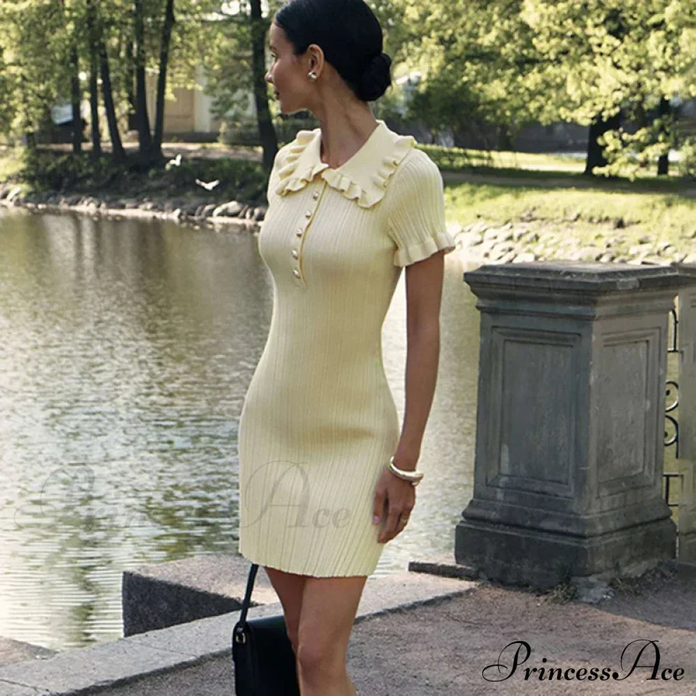 Frill Collar Short Charming Sleeve Mini Dress