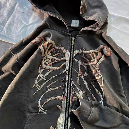 Gothic Long Sleeve Zipper Hoodie