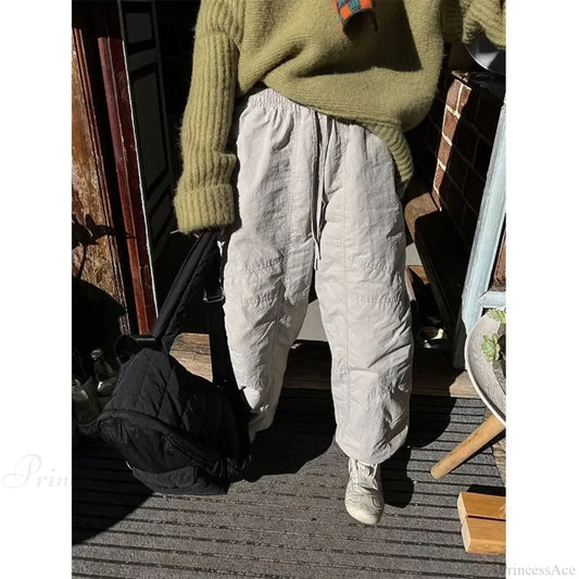 Gray Brushed Winter Korean Fashion Pants