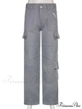 Gray Casual Stitched Pocket Cargo Pants