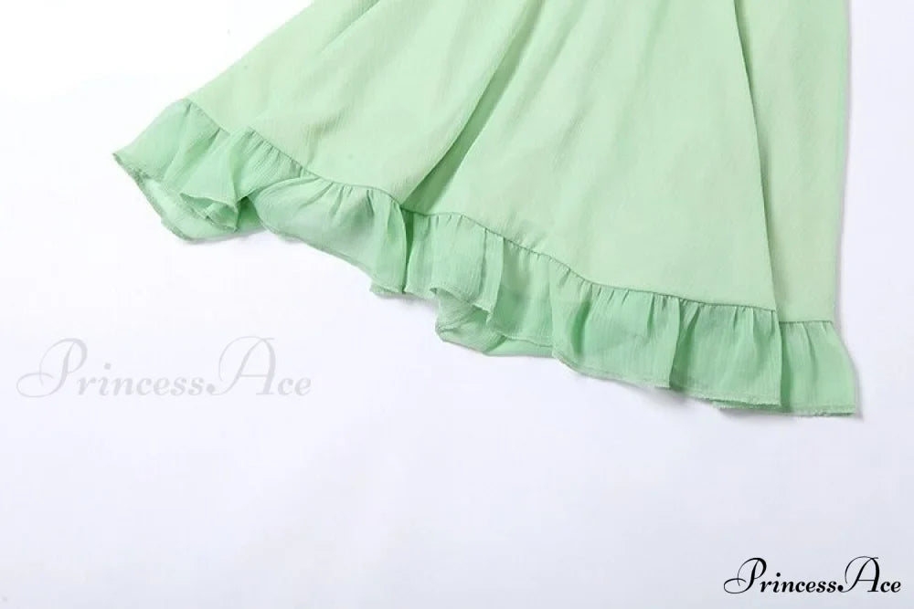 Green Frill Stylish Mini Dress
