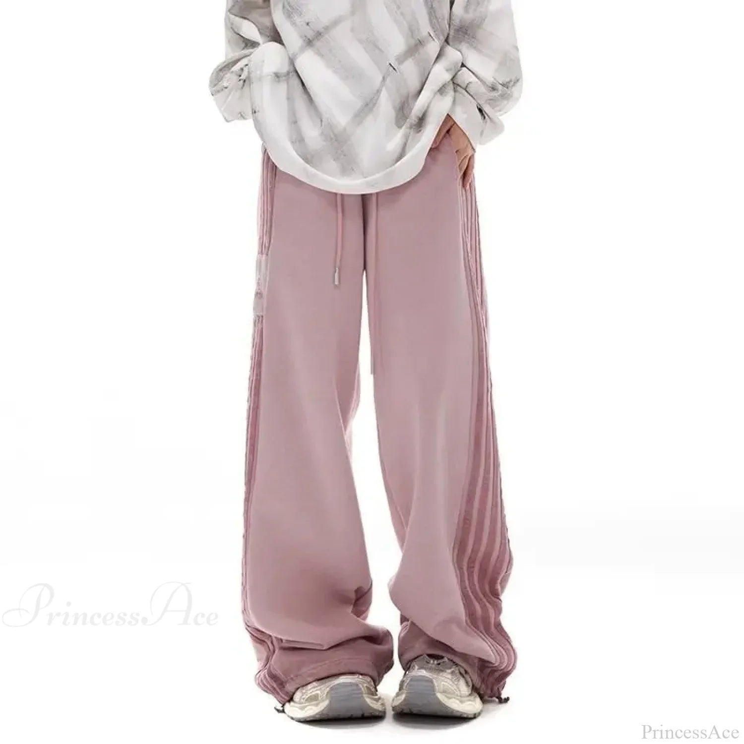 Grey Stripe Motion Casual Pants