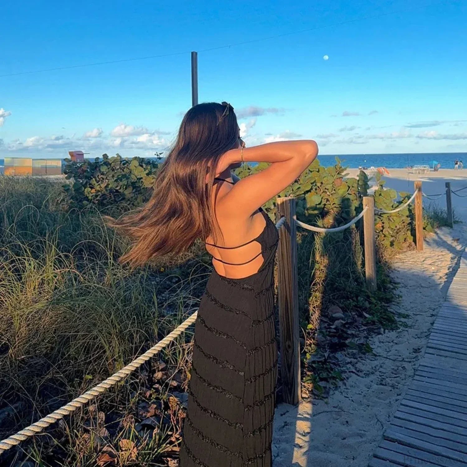 Halter Pleated Boho Vacation Dress