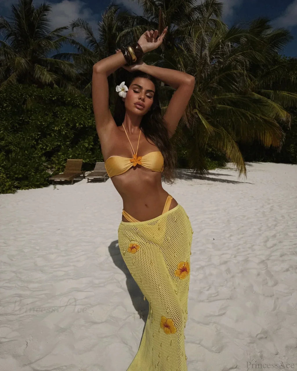 High Leg Bikini with Skirt Three Piece Swimsuit