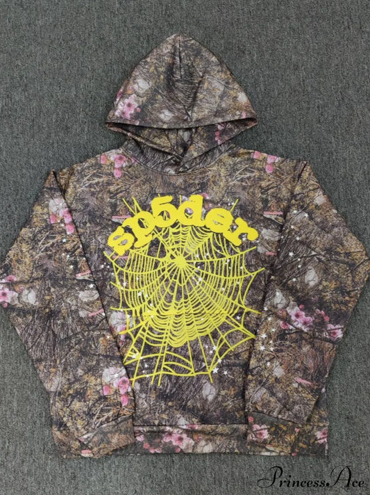 High Pile Fleece Foam Spider Print Hoodie